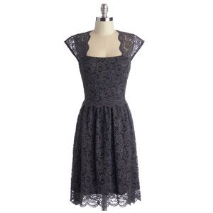 “Refined the Way” ModCloth Lace Dress in Gray